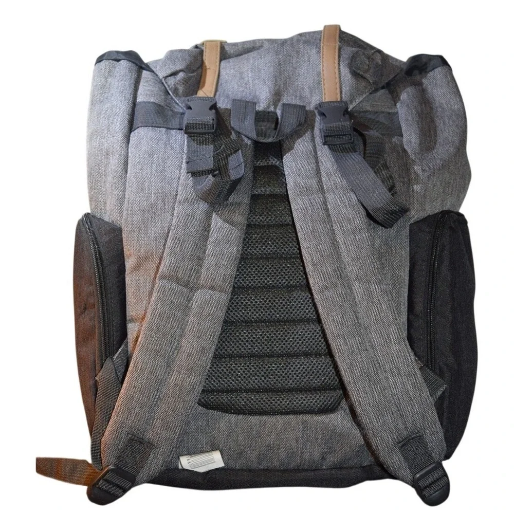 Eddie Bauer First Adventure Diaper Backpack‎ Unisex Grey Herringbone EUC Buckle